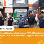 Pelepasan dua truk bantuan logistik Lazismu Jawa Tengah di tengah gerimis untuk bencana Aceh Tamiang