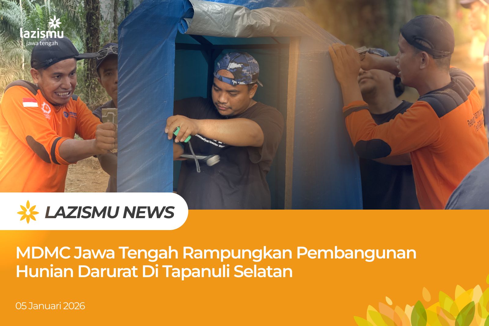 Penyerahan Hunian Darurat MDMC Jateng di Tapanuli Selatan