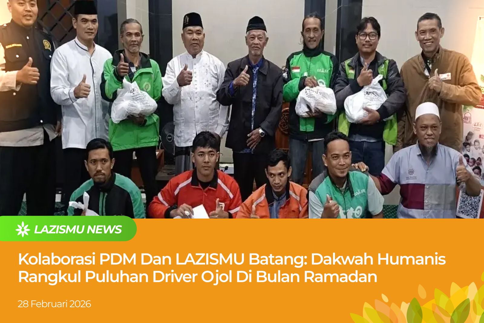 Kolaborasi PDM & LAZISMU Batang Rangkul Ojol di Bulan Ramadan