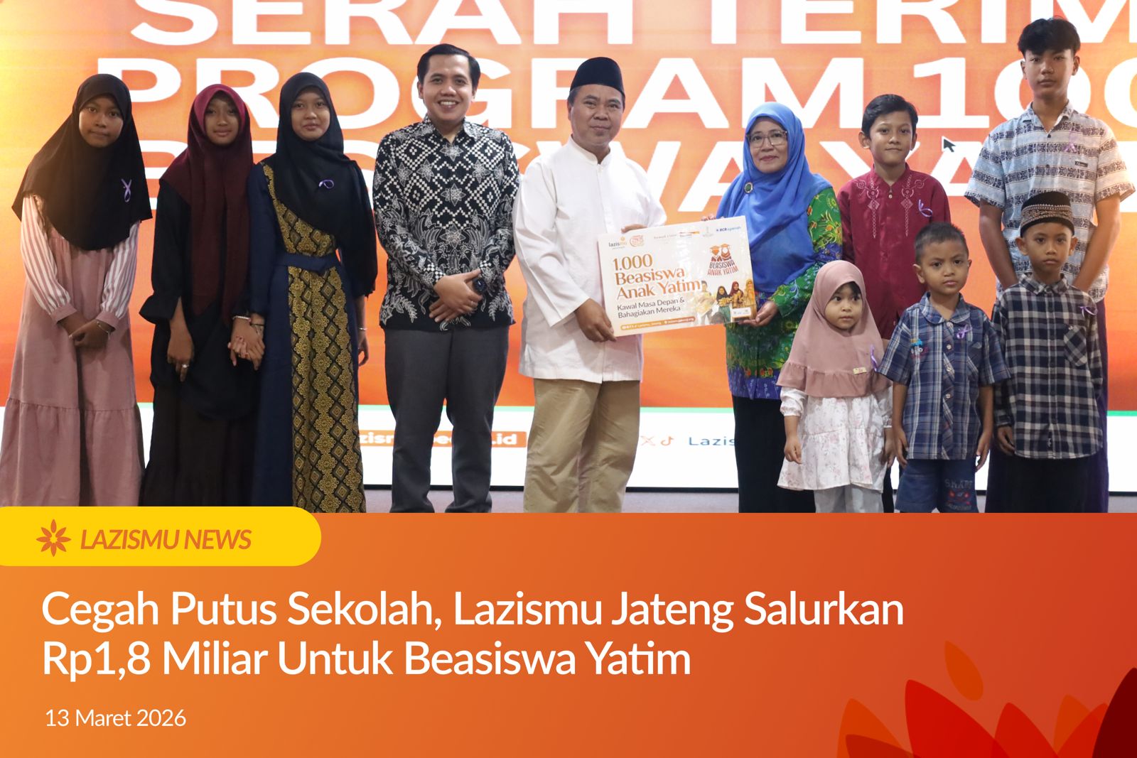 Cegah Putus Sekolah, Lazismu Jateng Salurkan Rp1,8 Miliar untuk Beasiswa Yatim