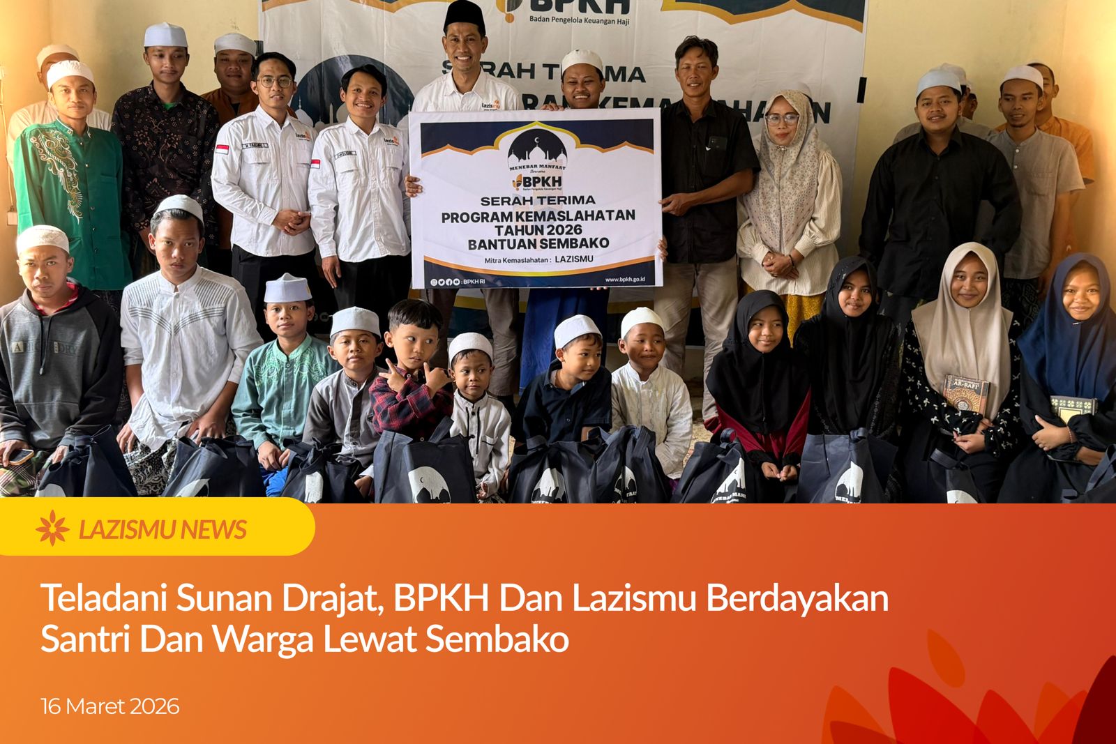 Suasana penyerahan Bantuan Sembako BPKH oleh Lazismu di Pesantren Sunan Drajat Semarang