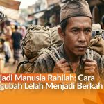 pria tangguh memikul beban berat di pasar tradisional, simbol manusia Rahilah yang bermanfaat bagi sesama