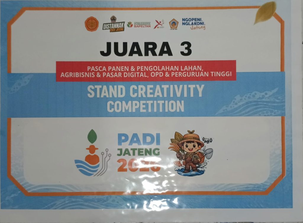sertifikat Lazismu Jawa Tengah dan MPM PWM Jawa Tengah 
penghargaan stand kreatif pada kegiatan PADI 2026 di Agro Center Soropadan, Temanggung