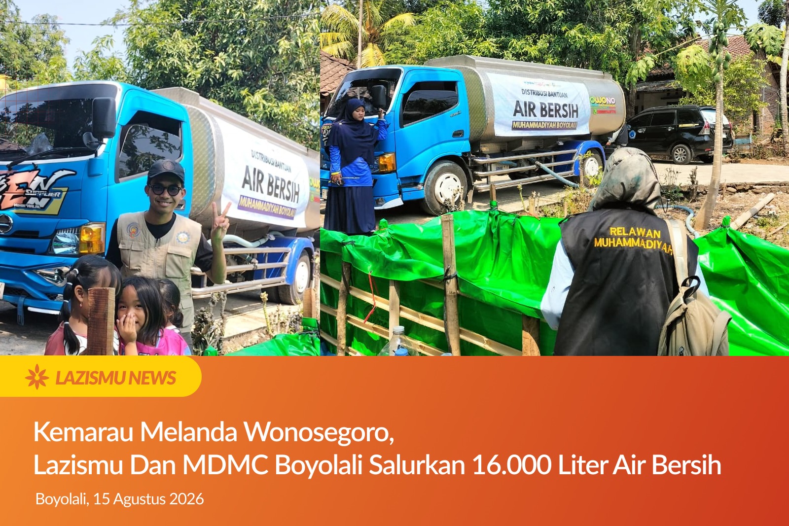 Kekeringan Wonosegoro, Lazismu dan MDMC Boyolali salurkan air bersih