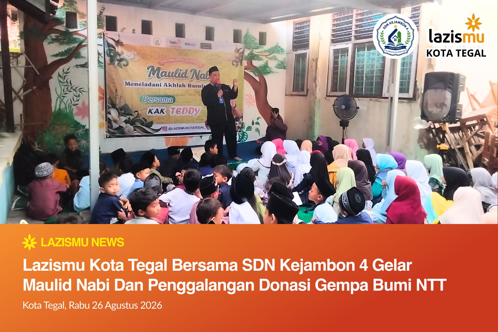 Lazismu Kota Tegal bersama siswa SDN Kejambon 4 menggalang donasi untuk korban gempa bumi NTT